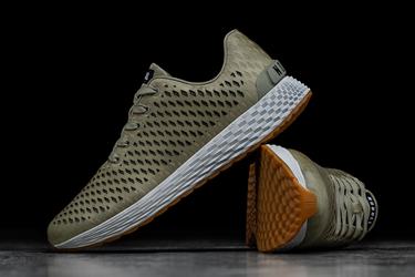 Nobull Leather Runner Women's Running Shoes Olive | Australia (BI2519)